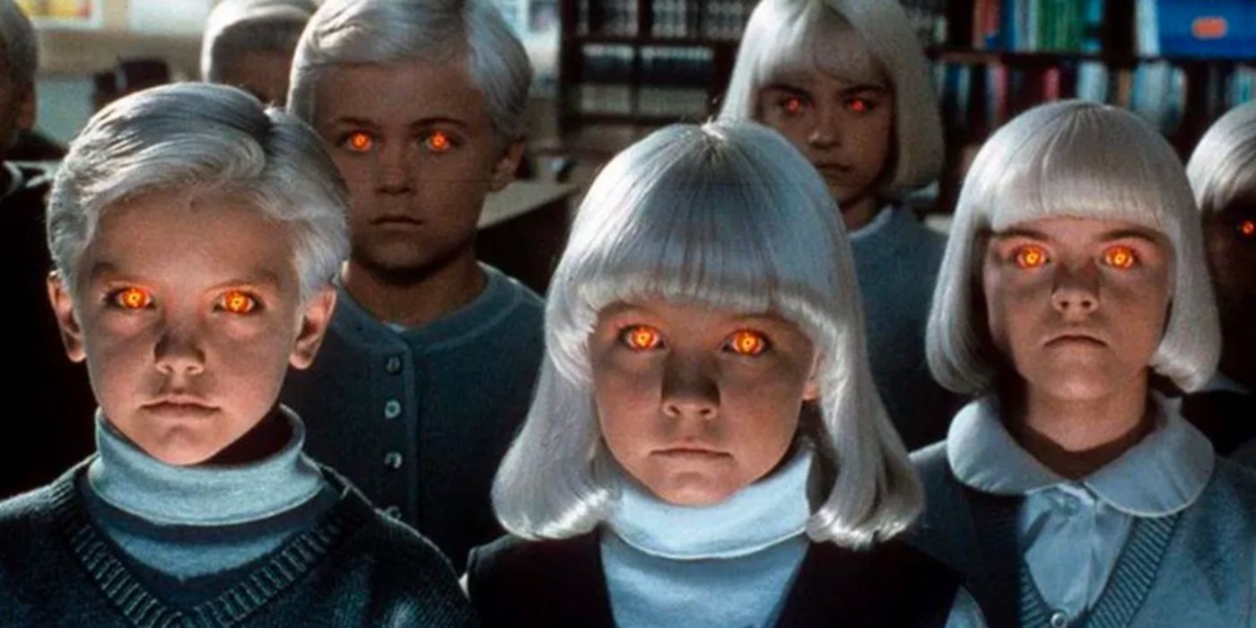 The children with glowing eyes in Village of the Damned 1995