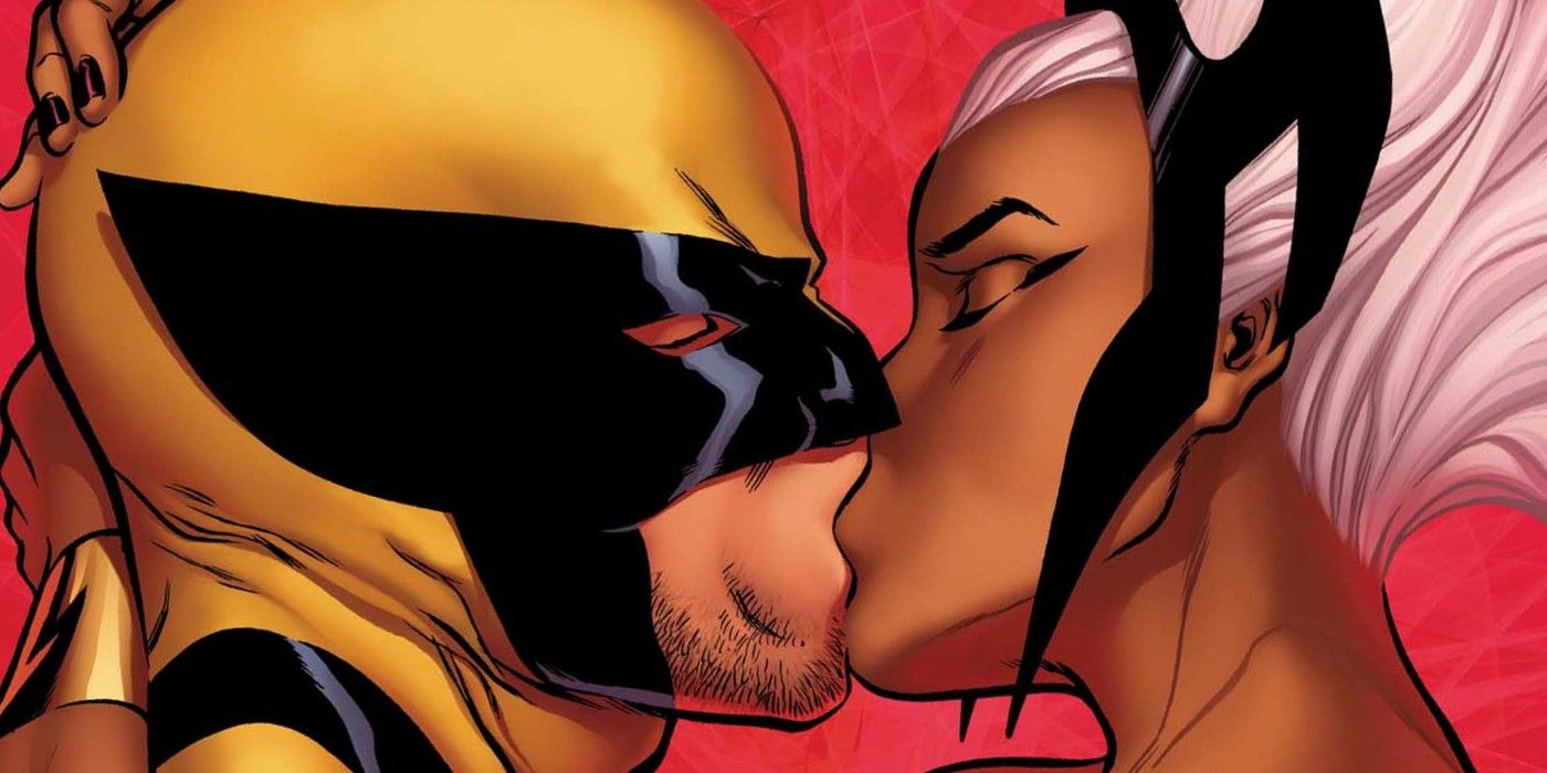 Wolverine and Storm share a kiss