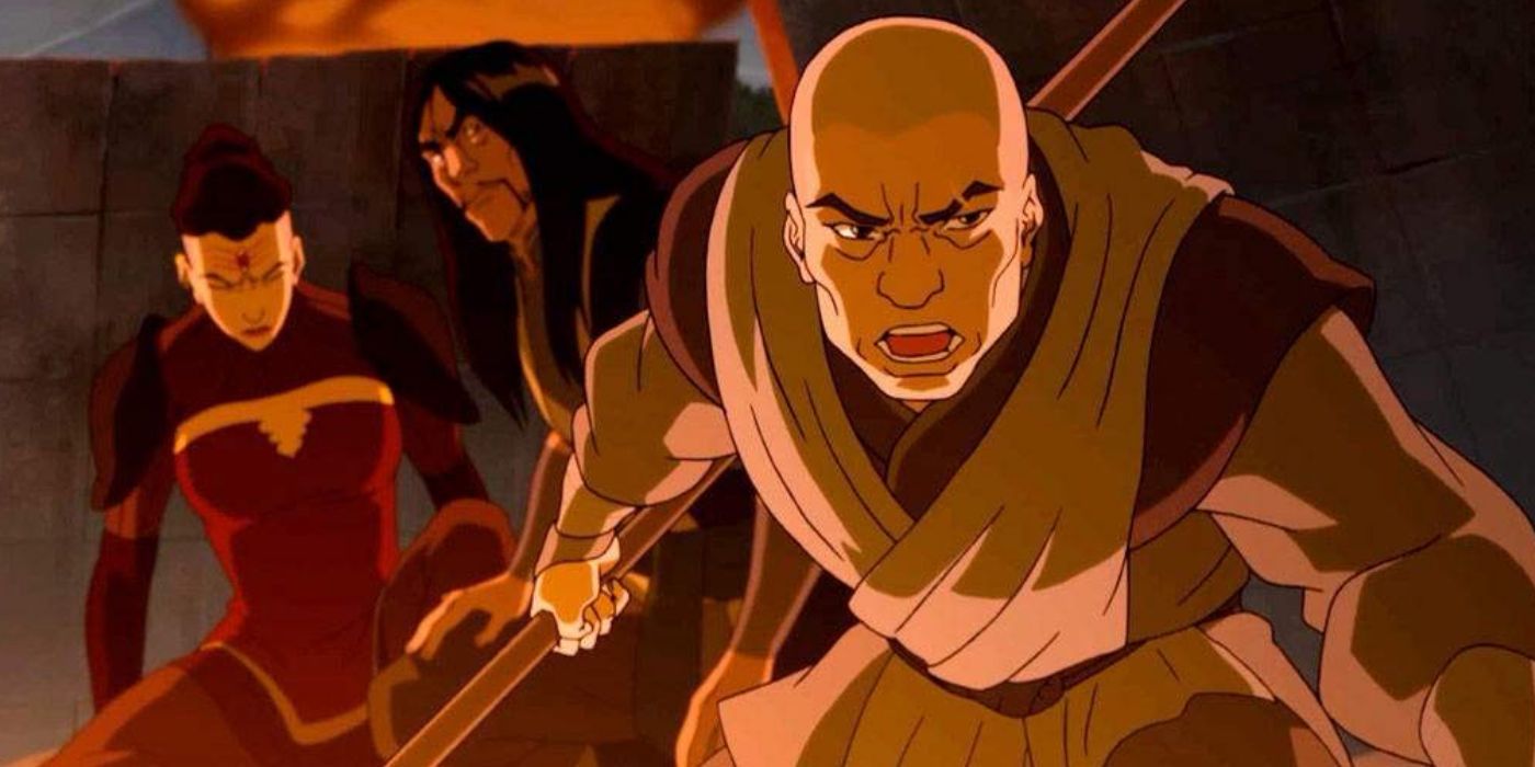 Xai Bau empunhando um cajado em Legend of Korra