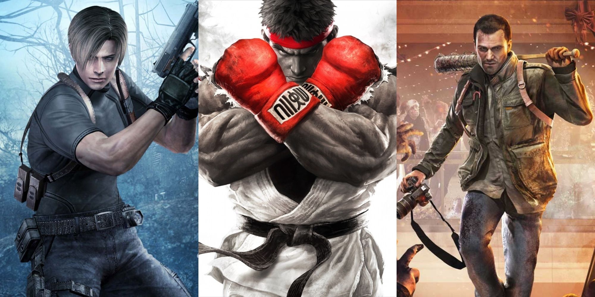 Screenshots of Street Fighter, Dead Rising and Resident Evil.