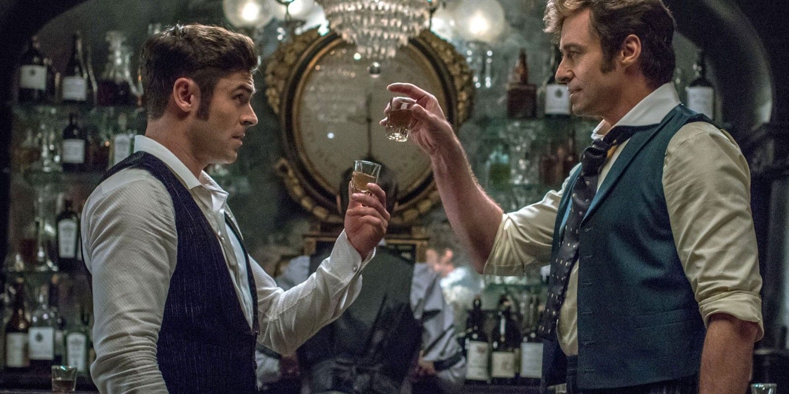 Zac Efron as Phillip and Hugh Jackman as PT Barnum in Greatest Showman