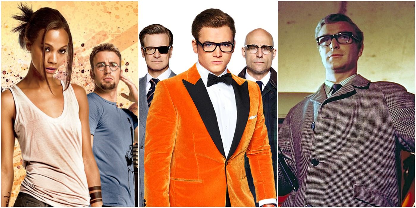 Zoe Saldana and Chris Evans in The Losers, Colin Firth, Taron Egerton and Mark Strong in Kingsman The Golden Circle and Michael Caine as Harry palmer in The Ipcress File
