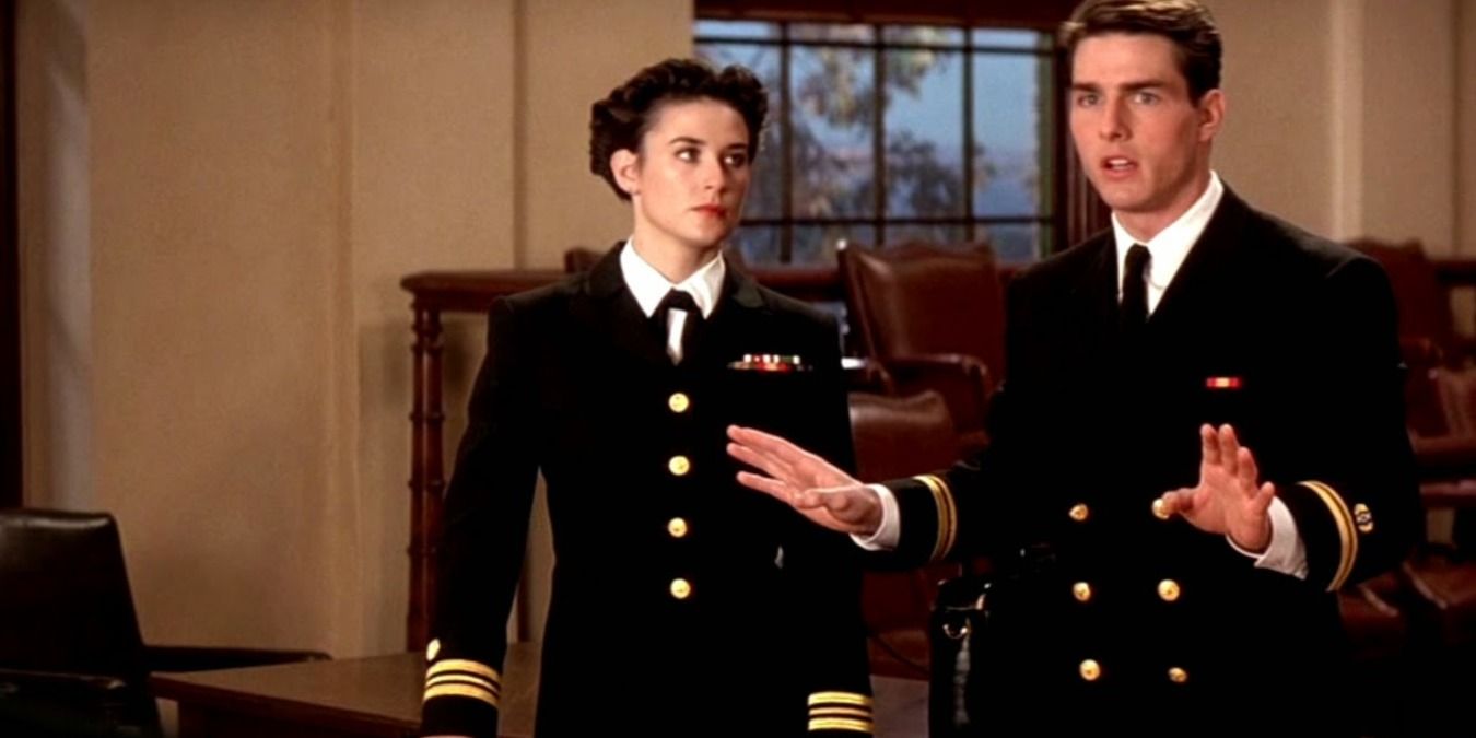 Tom Cruise and Demi Moore in uniform