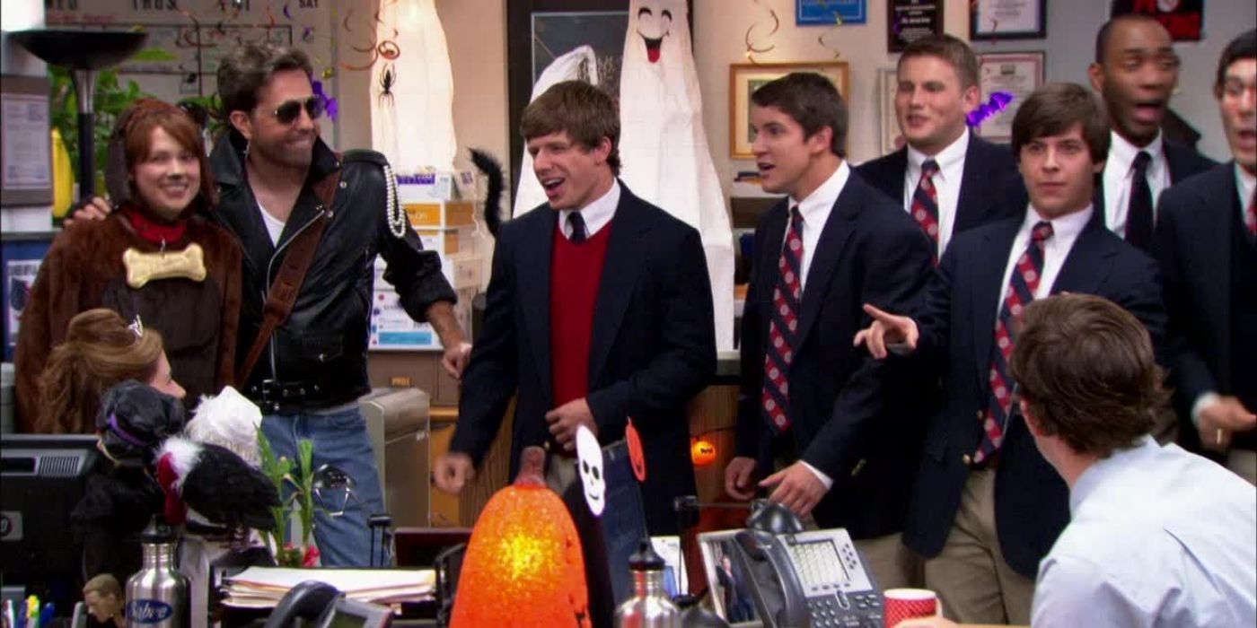 Andy and his acapella group singing in The Office