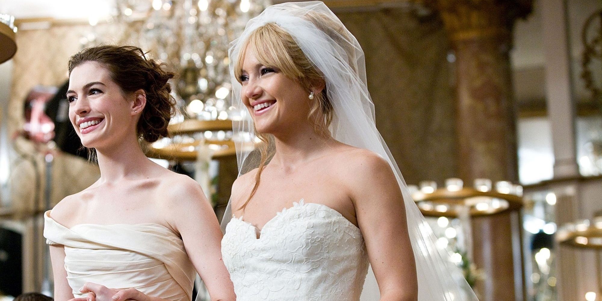 A bride and bridesmaid stand together in Bride Wars