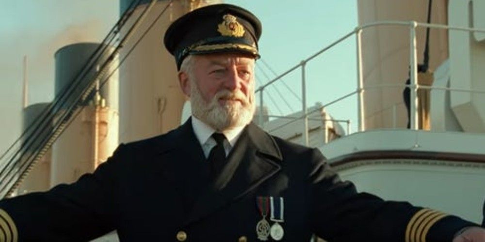Captain Edward Smith standing on the Titanic