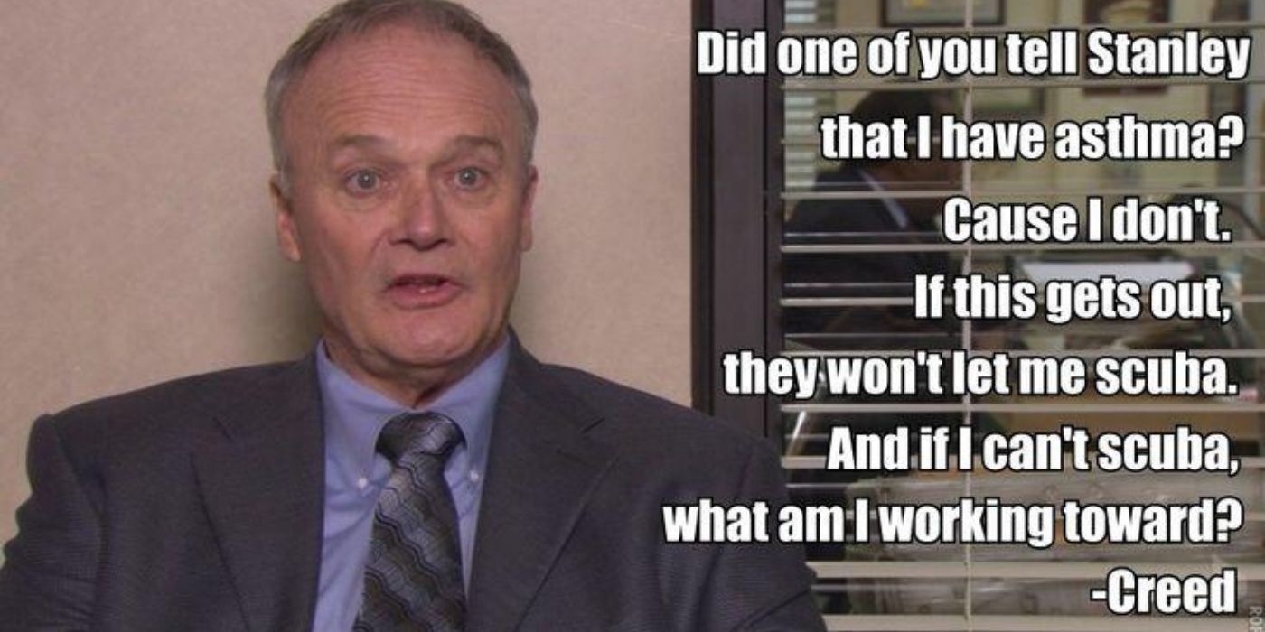 Creed has a talking head about Scuba on The Office