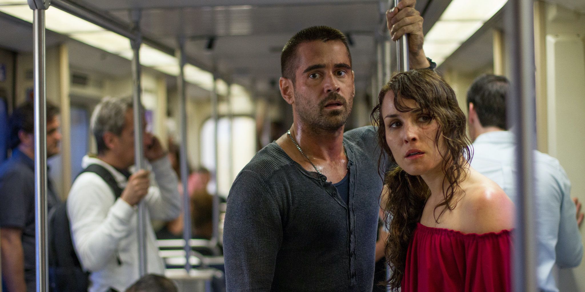 Victor and Beatrice at the subway in Dead Man Down