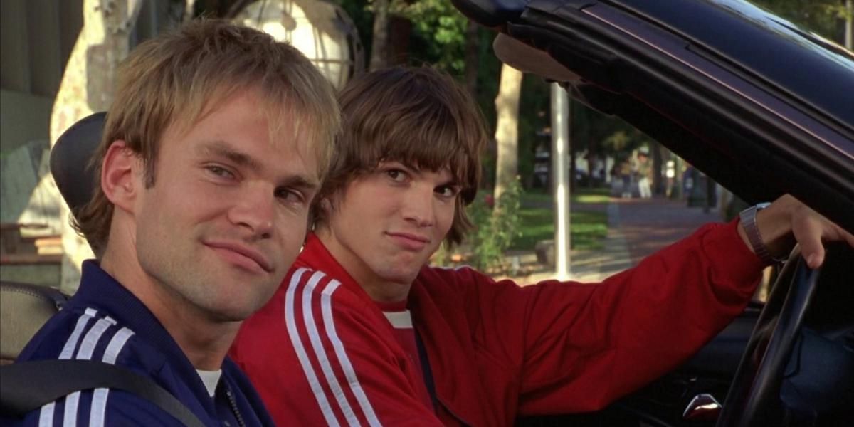 Ashton Kutcher and Seann William Scott driving a car in Dude Where's My Car