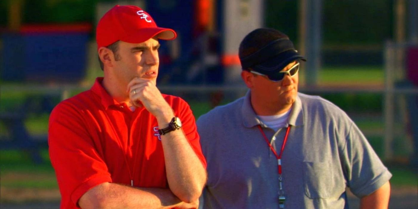 Two coaches watching a football game in Facing the Giants.