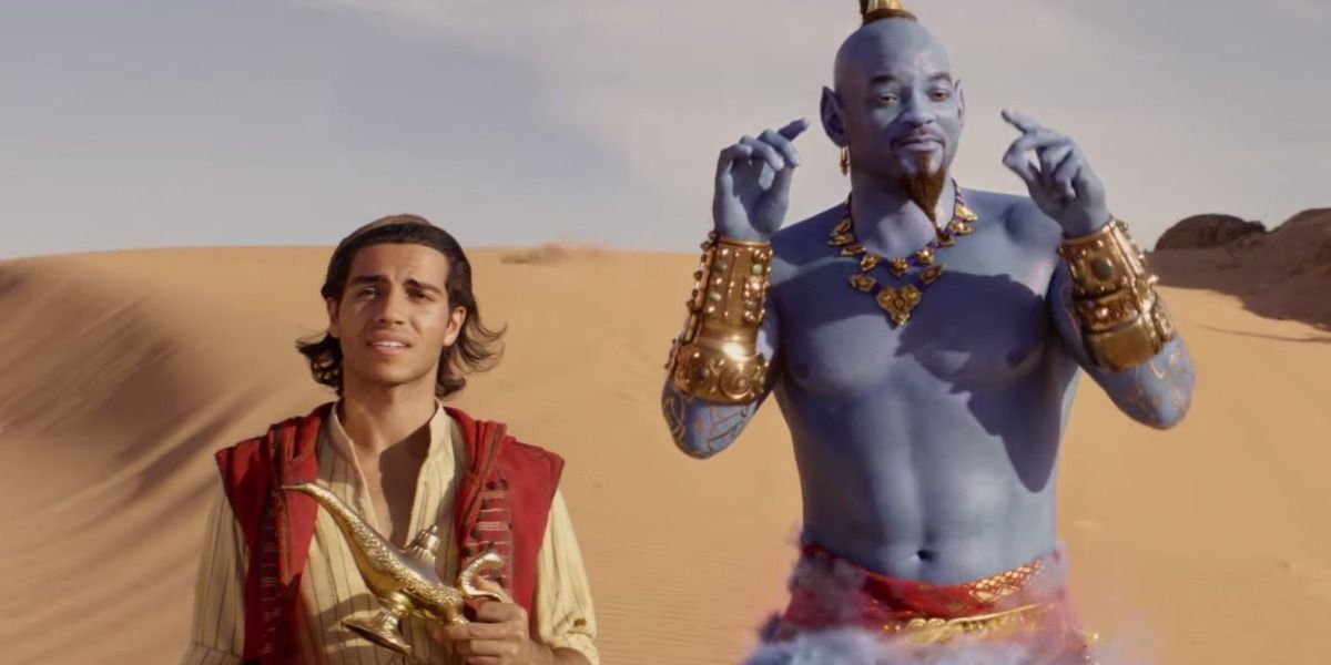 Genie and Aladdin walk across the desert in Aladdin