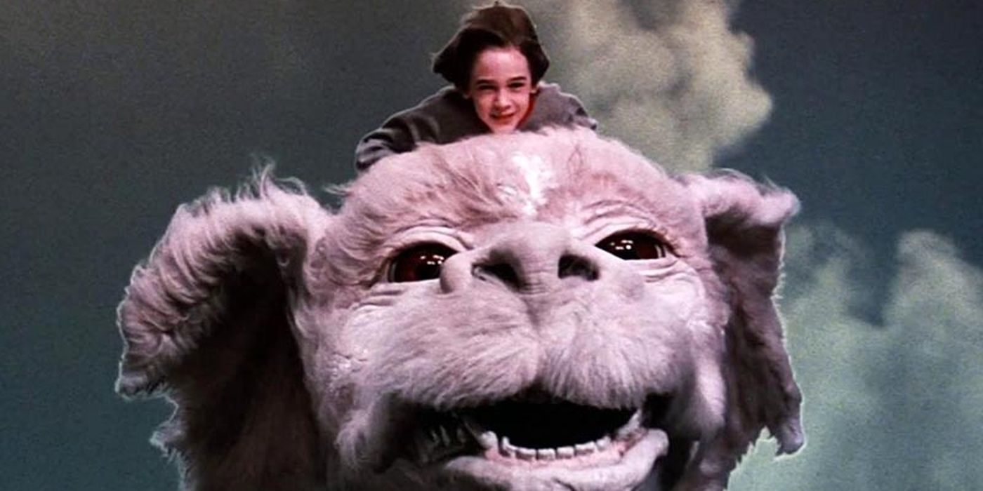 The main characters flying in The NeverEnding Story