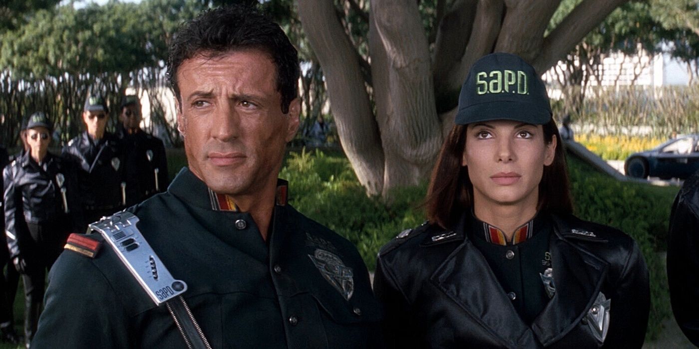 Sylvester Stallone and Sandra Bullock in Demolition Man