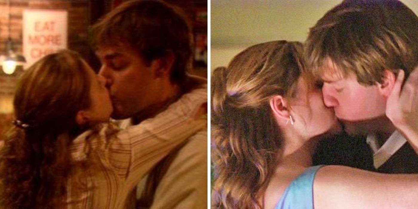 Jim and Pam kissing in The Office
