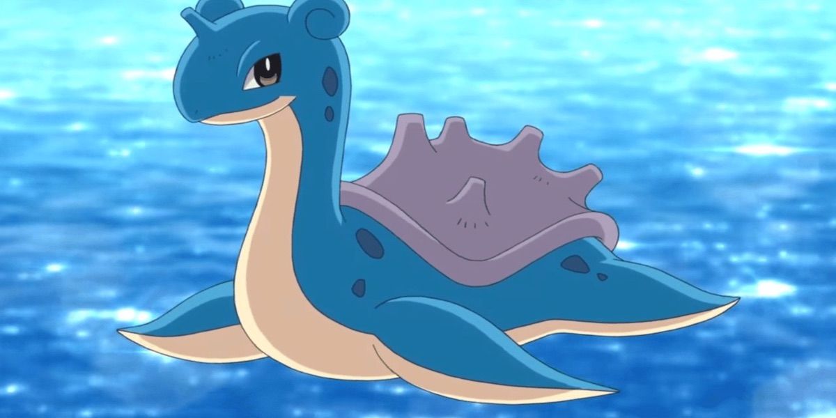 Lapras Pokemon floats over water