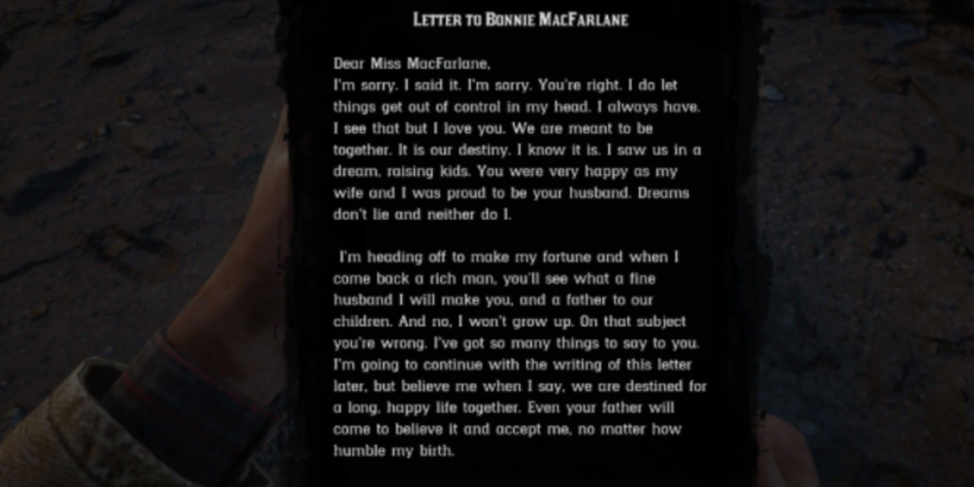 letter to bonnie in red dead redemption 2