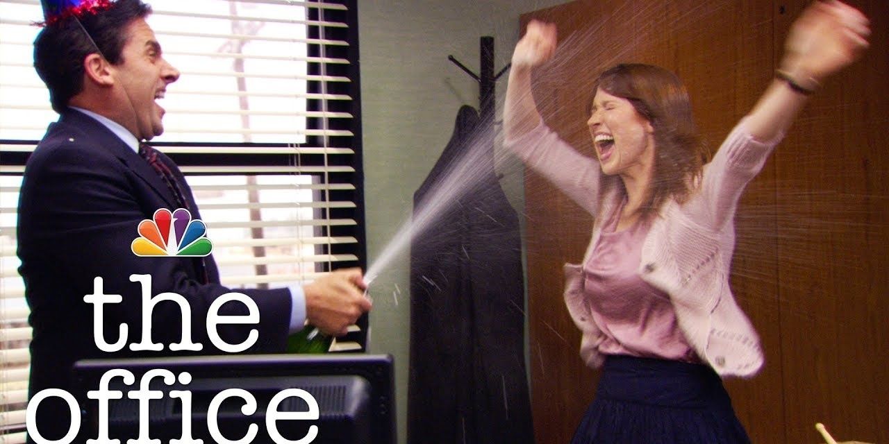 the office promo - Michael spraying champagne on erin