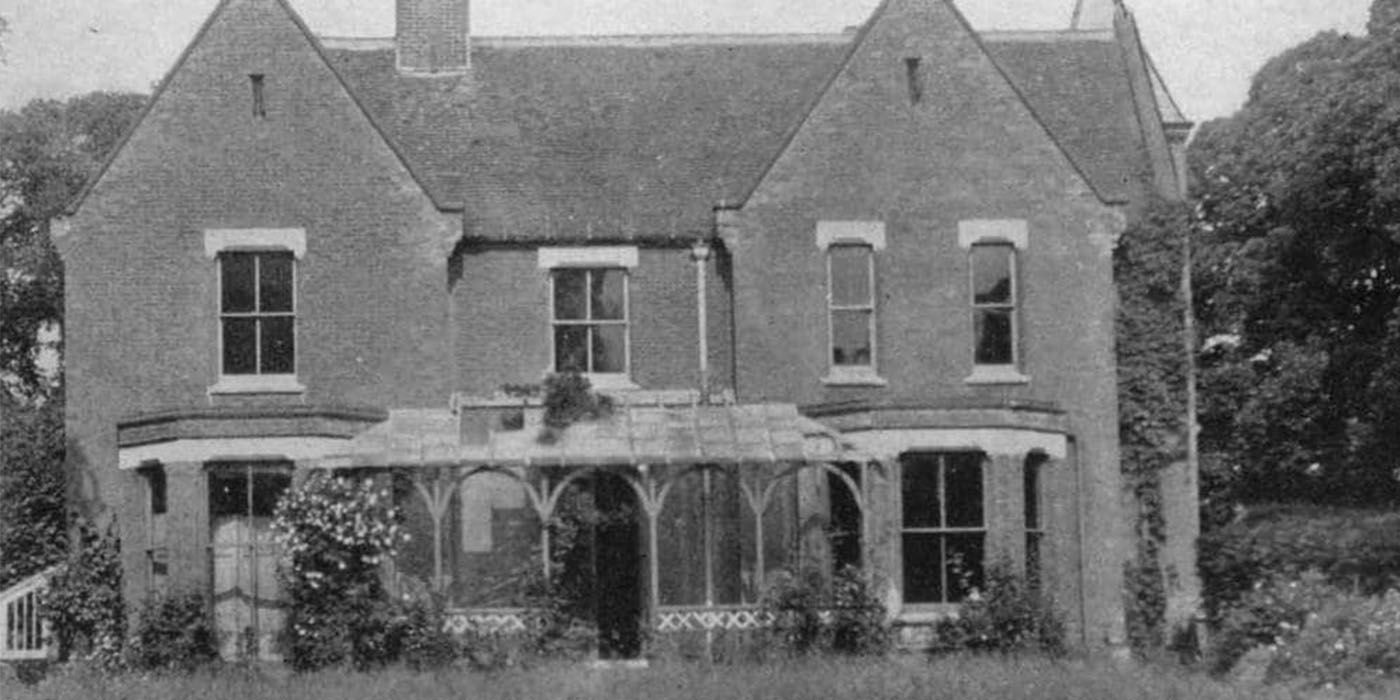 Borley Rectory in a black and white photo