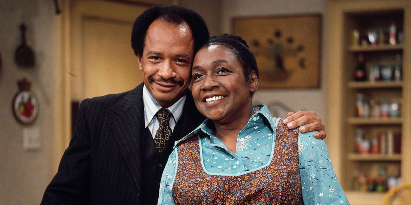 George and Louise Jefferson sharing a moment in The Jeffersons