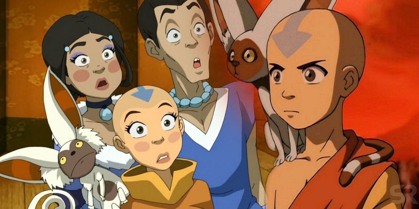 Aang and Ember Island Players in The Last Airbender