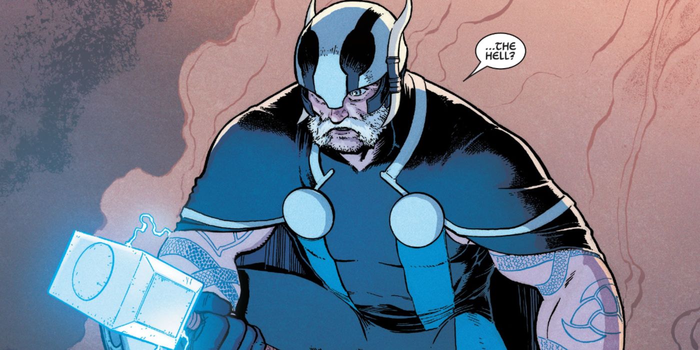 Adam Aziz lifting Mjolnir and gaining Thor&rsquo;s powers in Thor #7
