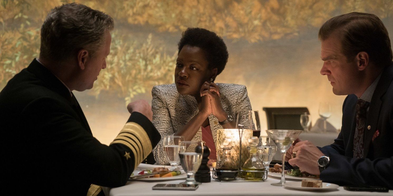 Amanda Waller has dinner in Suicide Squad