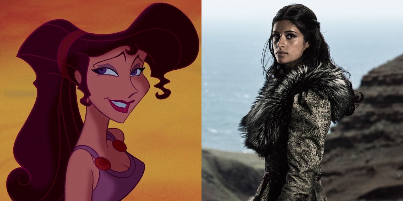 Split image Meg from Disney&rsquo;s Hercules and Anya Chalotra as Yennefer in The Witcher