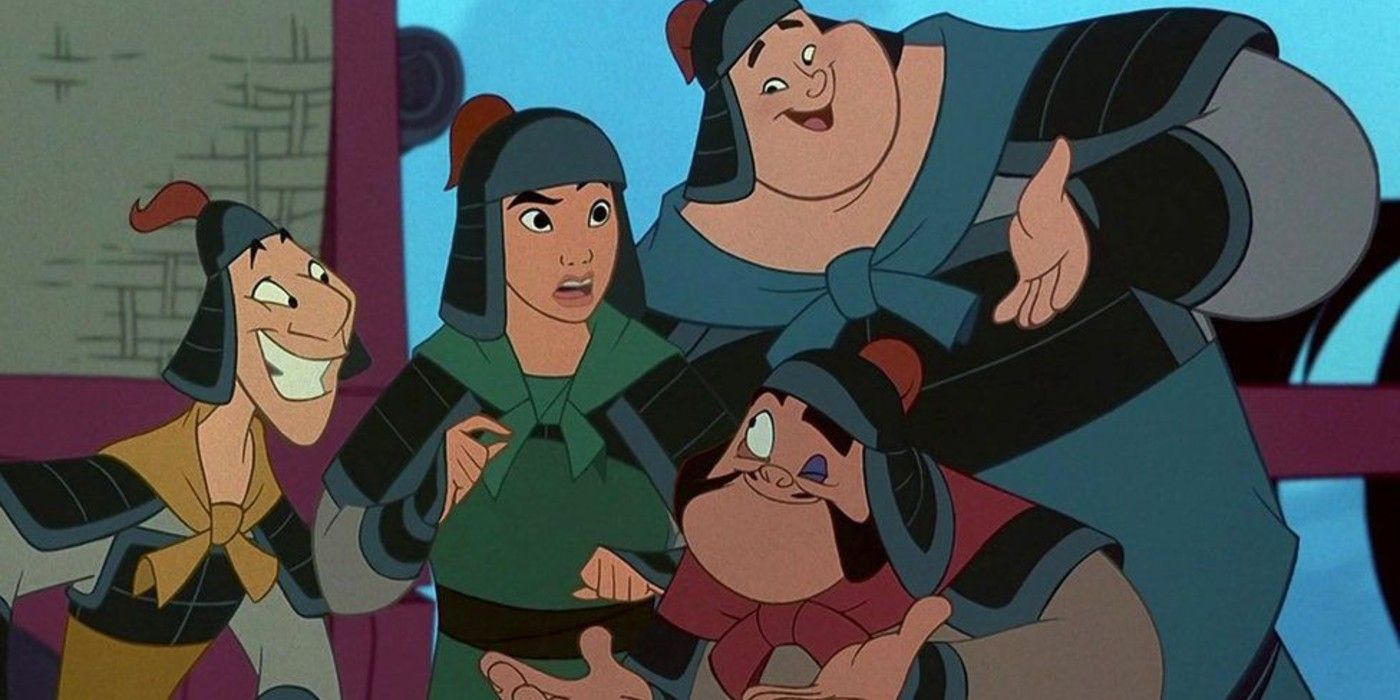 Mulan and her soldier friends on their way to fight