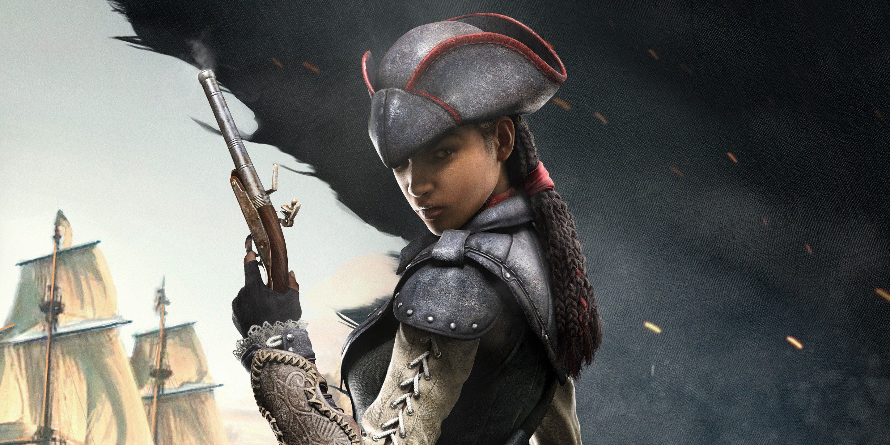 Aveline holds a gun in Assassins Creed Liberation 