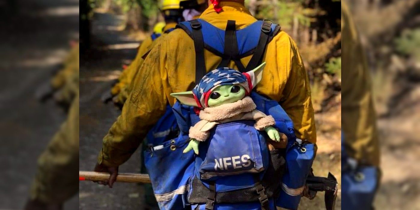 Baby Yoda fights forest fires