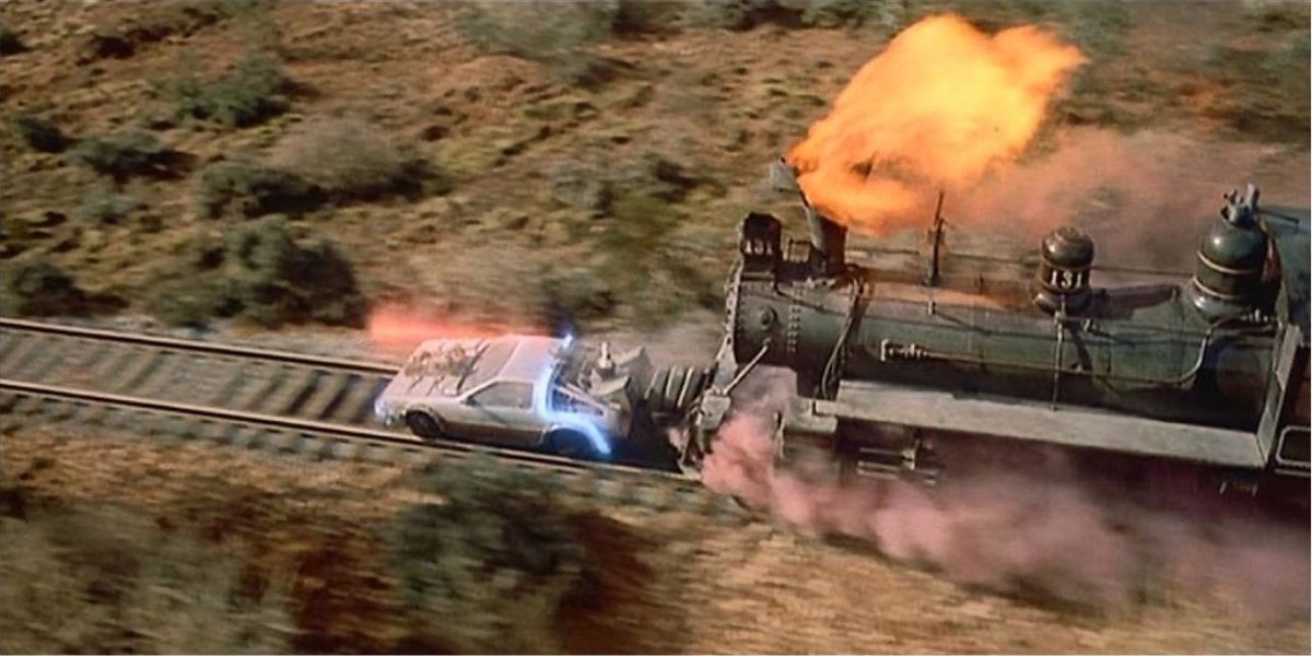 The train pushing the DeLorean down the tracks in Back To The Future Part III
