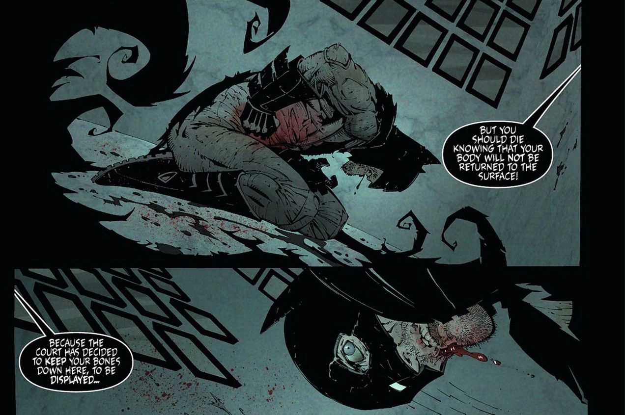 Batman is stabbed in the Court of Owls saga by The Talon. 