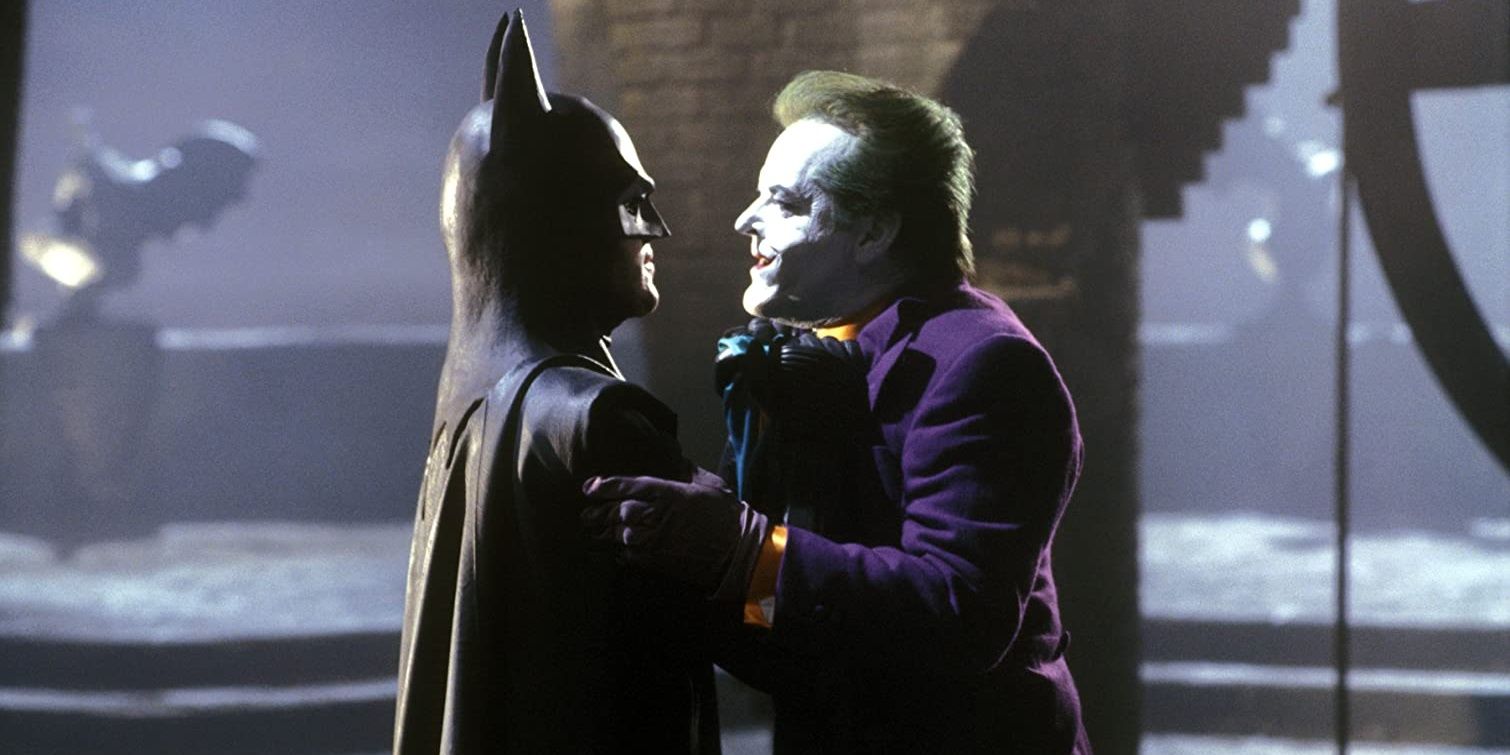 Cena de luta entre Batman e Coringa em Batman (1989)