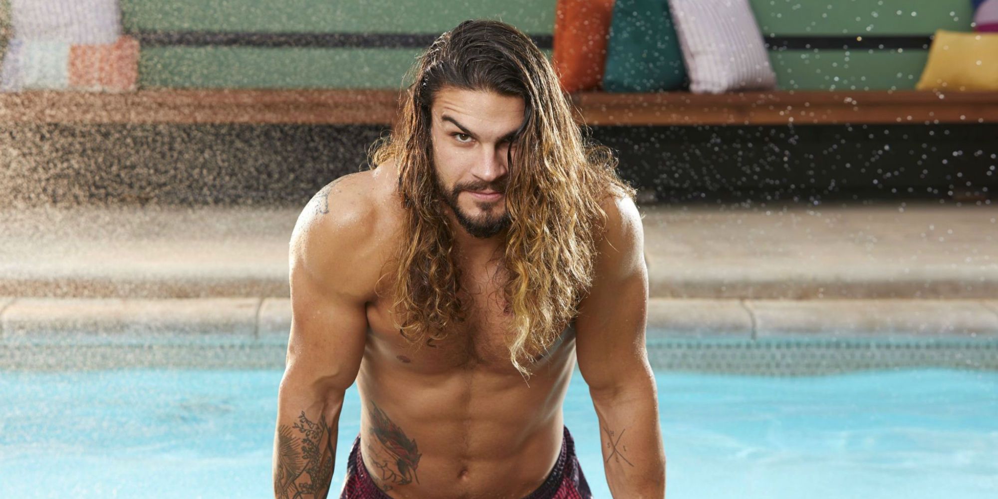 Jack Matthews coming out of a pool in Big Brother 21