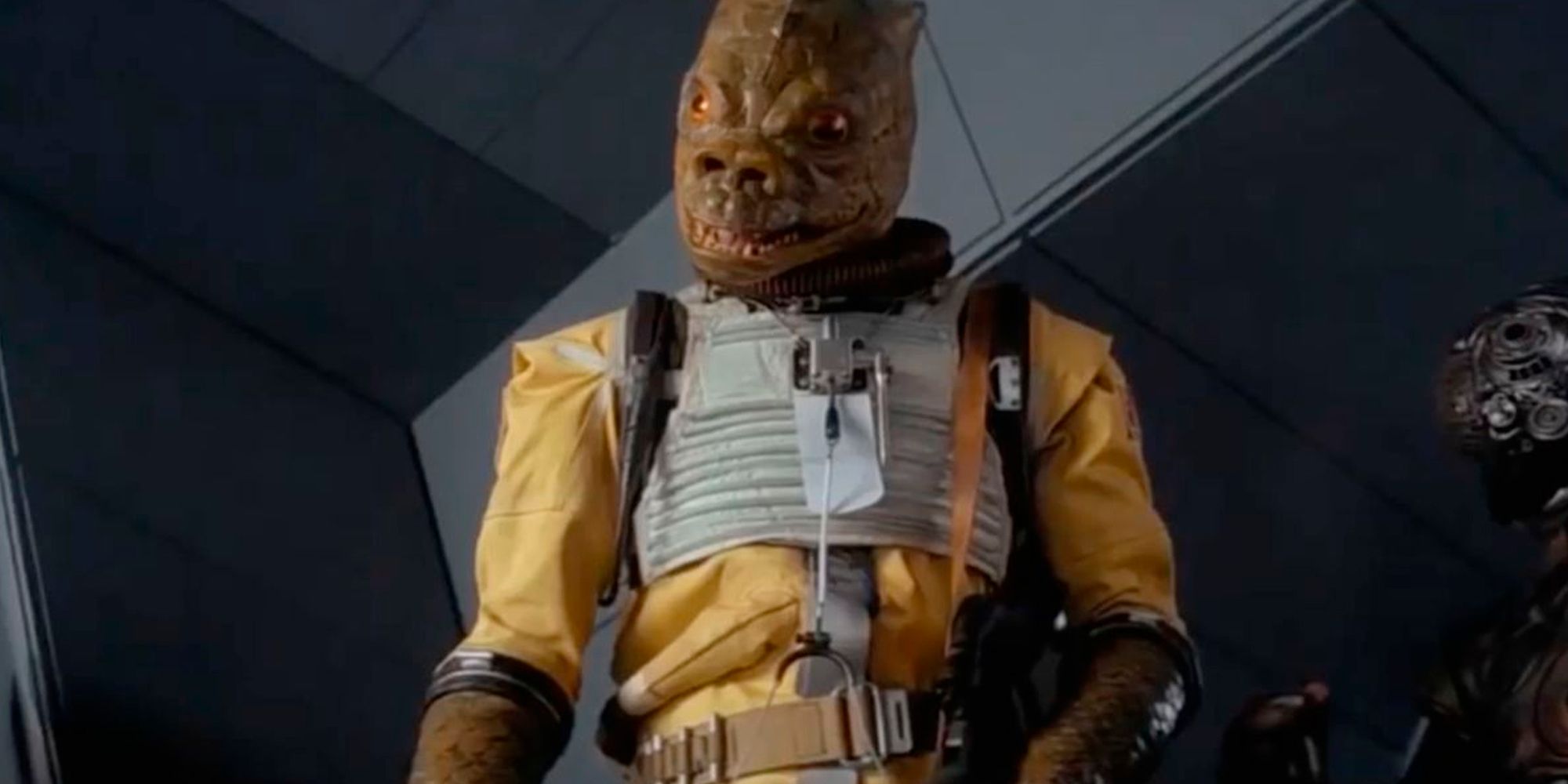 Bossk growls at an Imperial in The Empire Strikes Back.