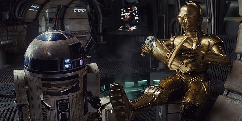 R2-D2 puts Threepio back together again in the Empire Strikes Back