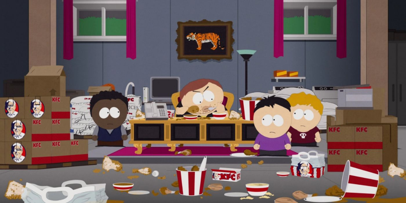 Cartman on the phone in Medicinal Fried Chicken.