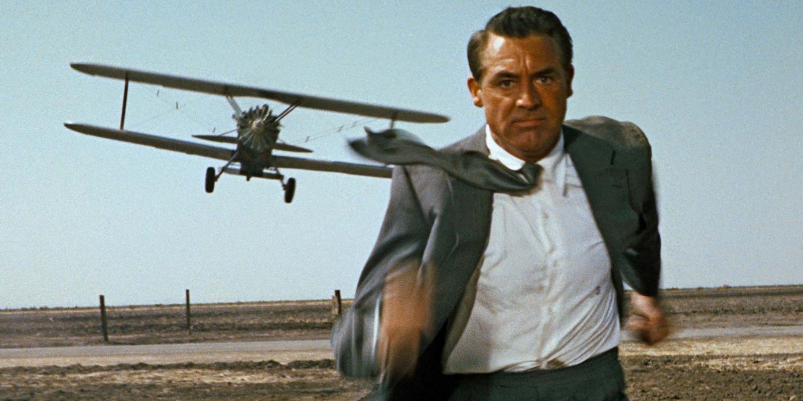 Cary Grant running from a plane in North by Northwest