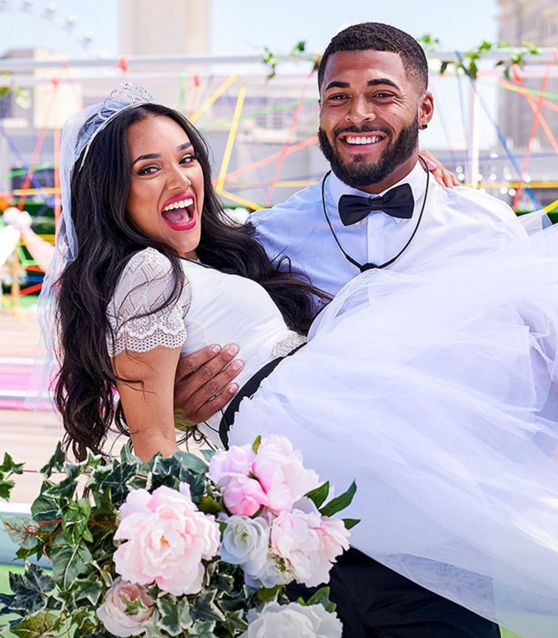 Cely Vazquez and Johnny Middlebrooks on Love Island USA season 2 Tie The Knot challenge vertical