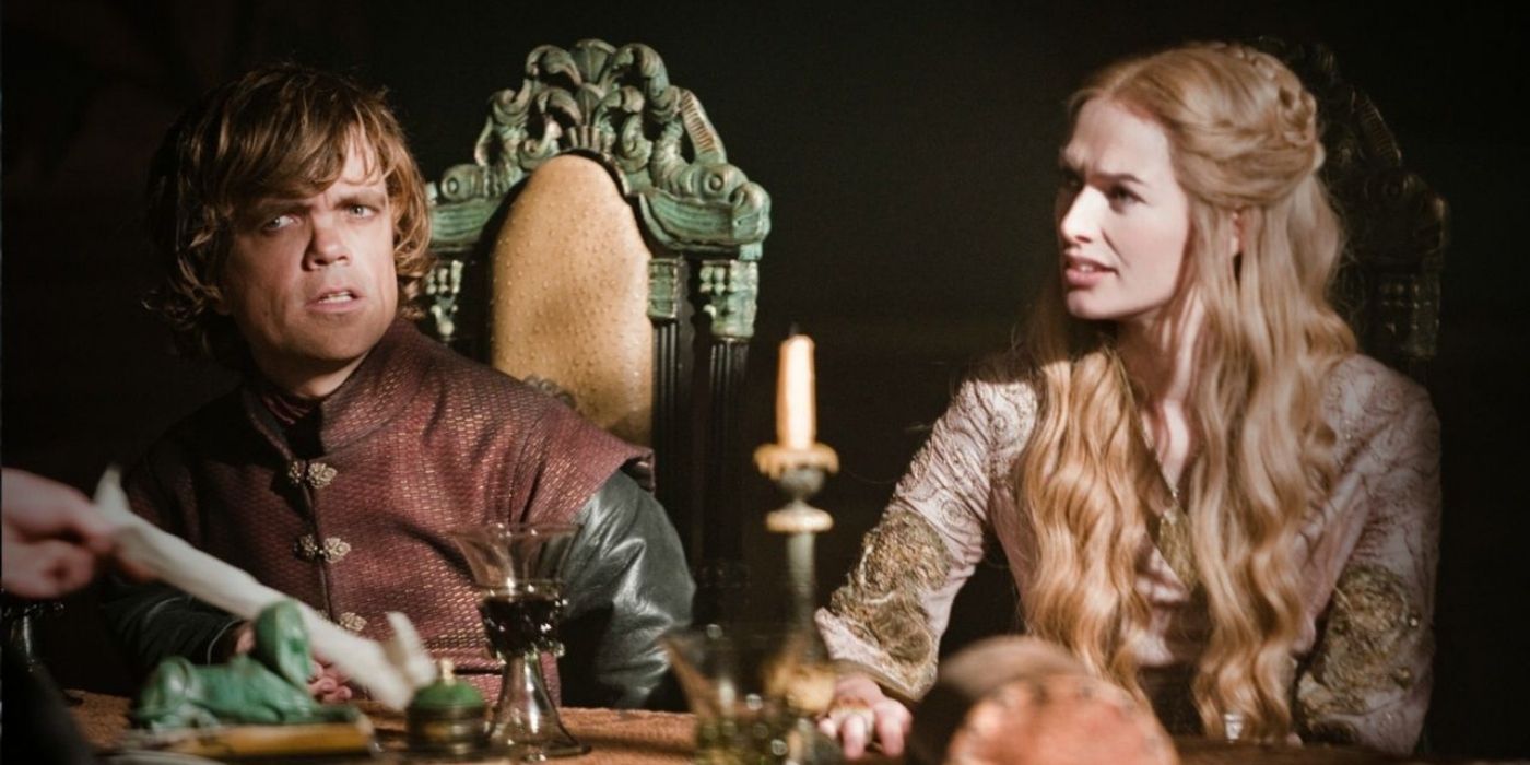 Cersei and Tyrion Lannister sit together in Game of Thrones