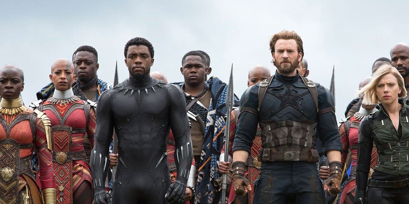 Chadwick Boseman and Chris Evans in Avengers_ Infinity War