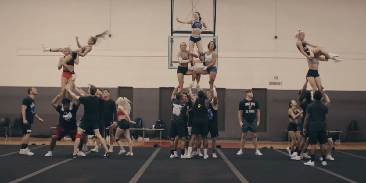 The team from Netflix's Cheer practices