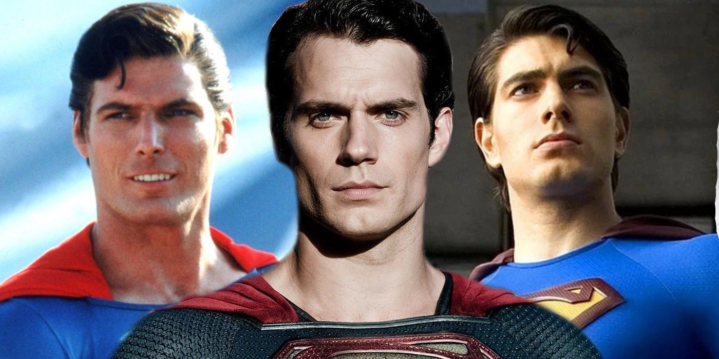 Christopher Reeve, Brandon Routh and Henry Cavill as Clark Kent Superman