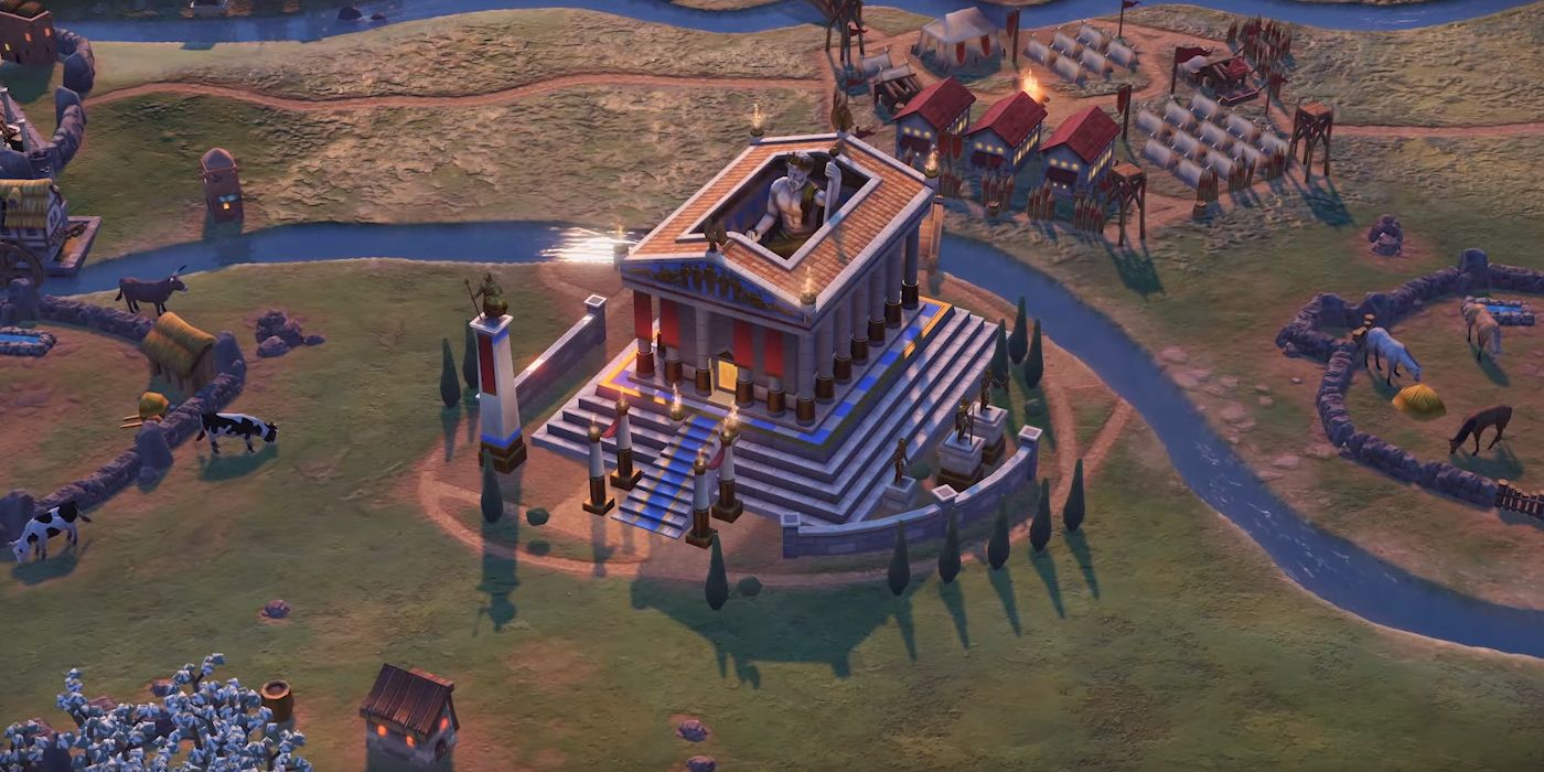 Zeus statue as seen from above in the game Civilization VI.