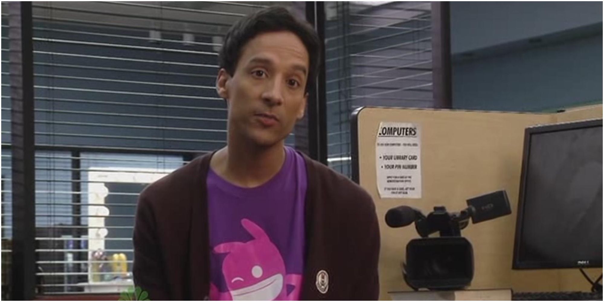 Abed looking into the camera on Community