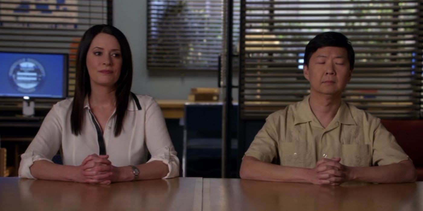 An image of Frankie and Chang sitting together in the study group in Community