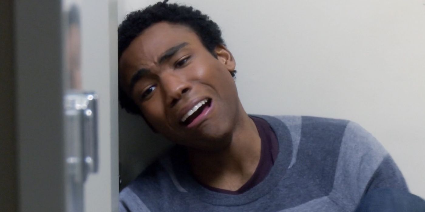 Donald Glover as Troy Barnes crying in Community