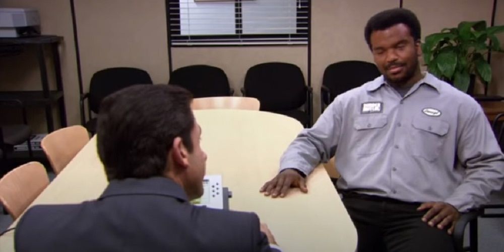 Darryl and Michael meeting in The Office