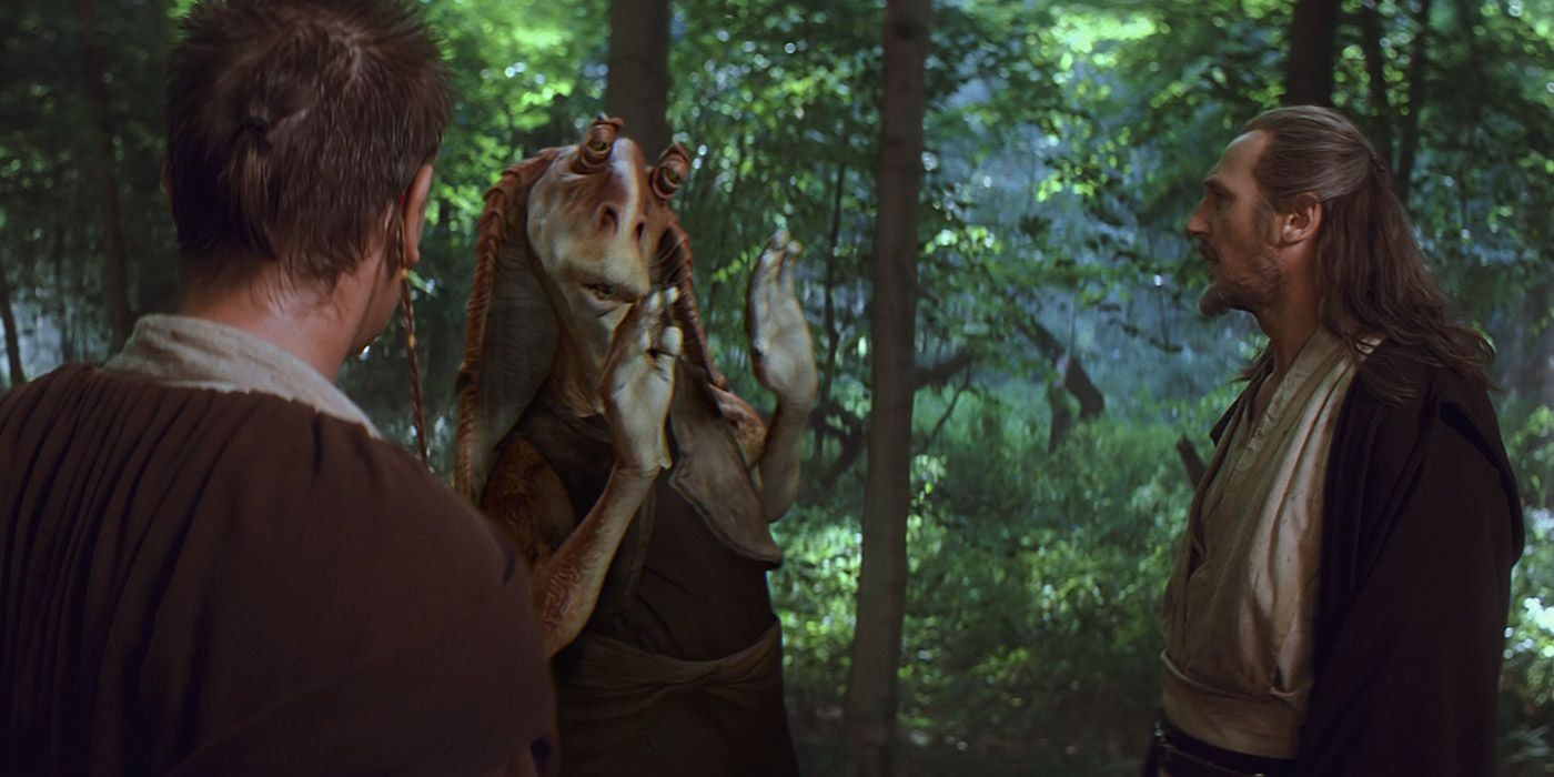 Jar Jar Binks meeting Obi-Wan and Qui-Gonn for the First time in Star Wars