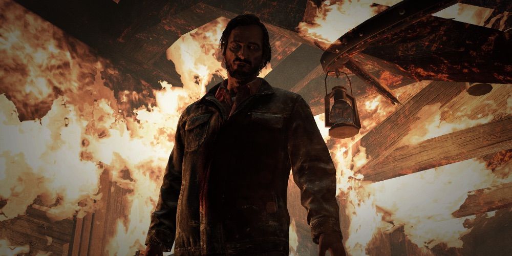 David coming out of the flames in The Last of Us